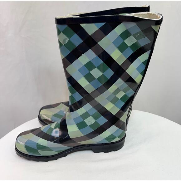 Rain Boots Women's US Size 9 Bull On Tall Blue Green Synthetic New With Defects - Picture 2 of 13